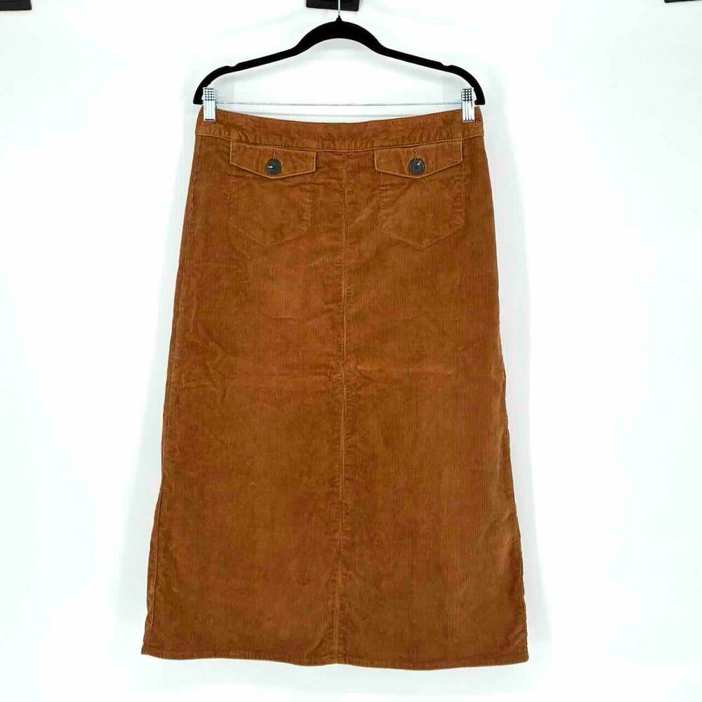 Boden Women's Lined Caramel Brown Midi Corduroy Skirt - Size 10L